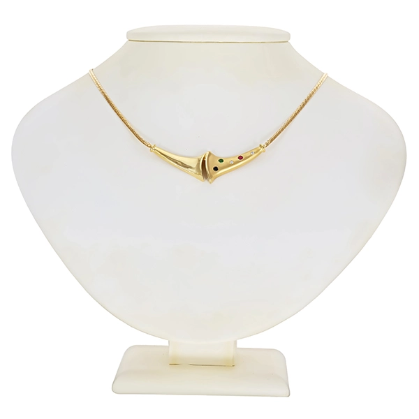 Collier, 14K, Gelbgold, Smaragd, Saphir, Rubin, Zirkonia