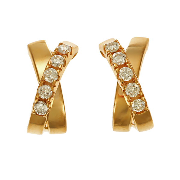 Steckcreolen, 14K, Gelbgold, Brillant 0,40 ct