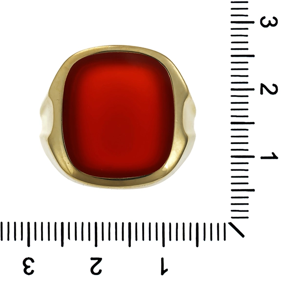 Herrenring, 14K, Gelbgold, Karneol