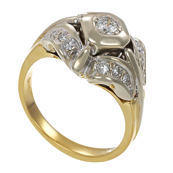 Ring, 14K, Gelbg-/Weißgold, Brillant, Diamant