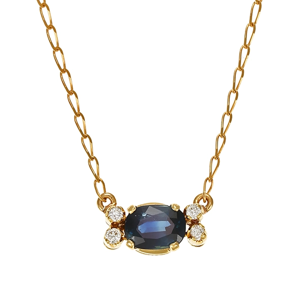 Collier, 18K, Gelbgold, Saphir, Brillanten, Anker-