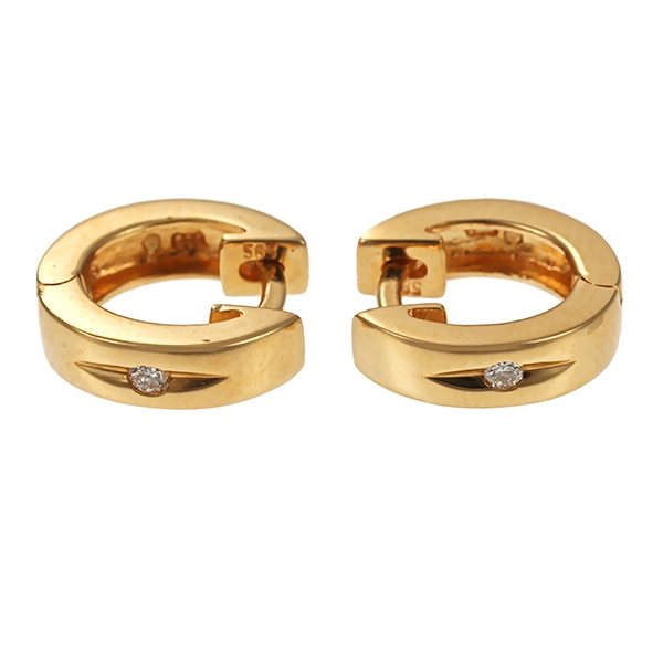 Creolen, 14K, Gelbgold, Brillanten