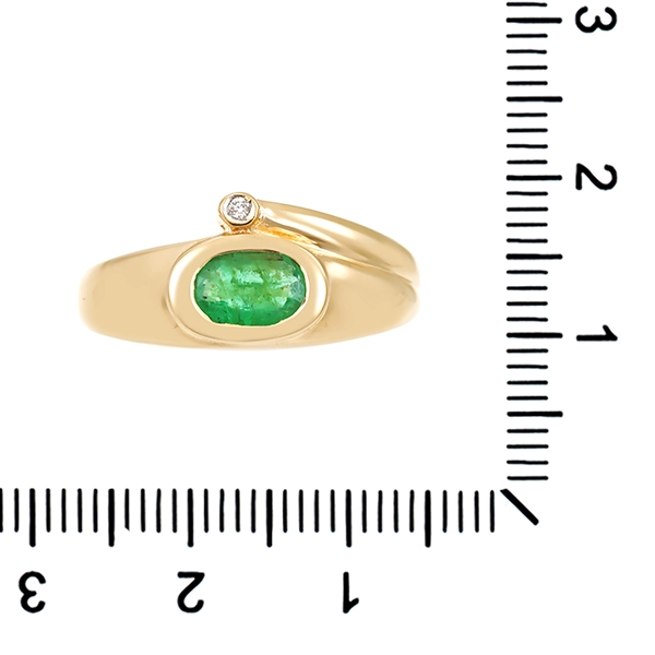 Ring, 14K, Gelbgold, Brillant, Smaragd