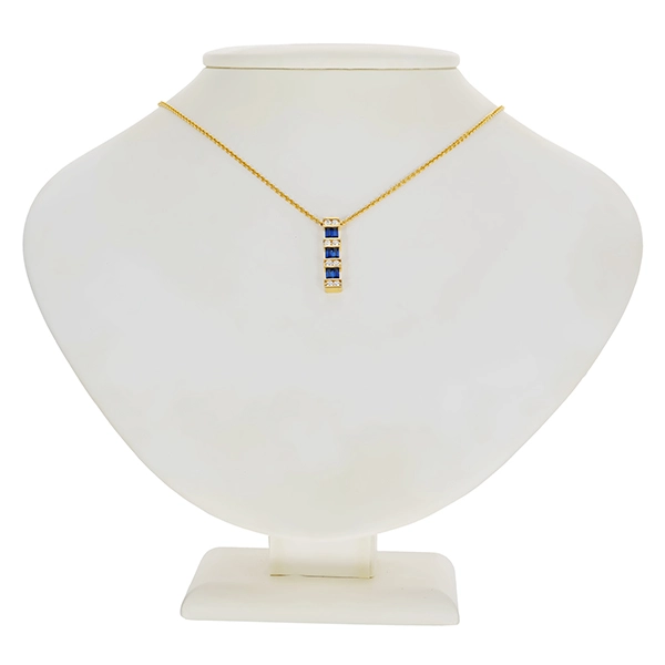 Collier, 18K, Gelbgold, Saphire, Brillanten