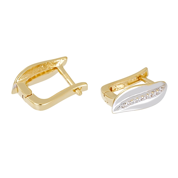 Ohrhänger, 14K, Gelb-/Weißgold, Zirkonia