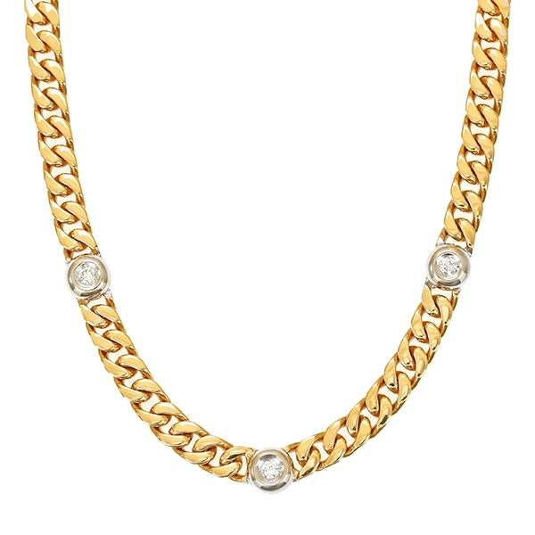 Collier, 14K, Gelb-/Weißgold, Brillanten