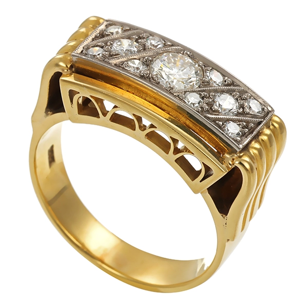 Ring, 14K, Gelb-/Weißgold, Brillanten, Diamanten