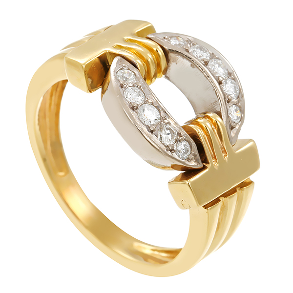 Diamantring, 18K, Gelb-/Weißgold, Brillanten 0,30 ct