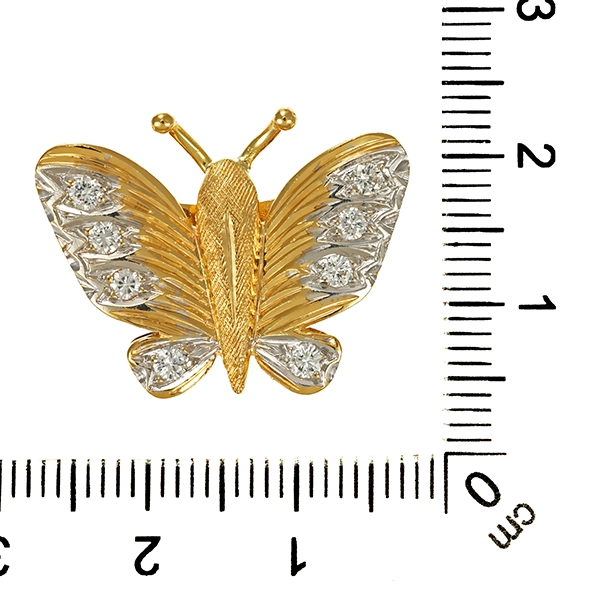 Anhänger, 18K, Gelb-/Weißgold, Brillanten, Schmetterling