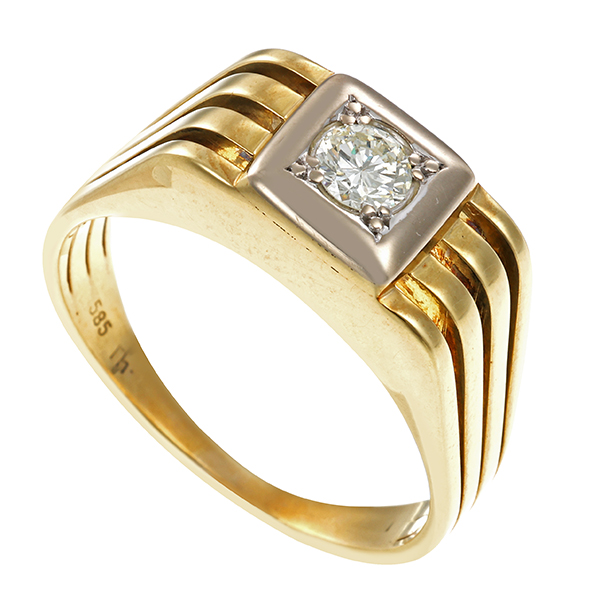 Herrenring, 14K, Gelbgold, Brillant 0,31 ct