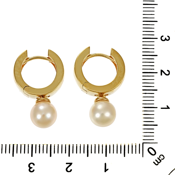 Creolen, 14K, Gelbgold, Perlen