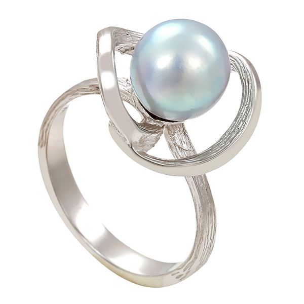 Ring, 14K, Weißgold, Perle