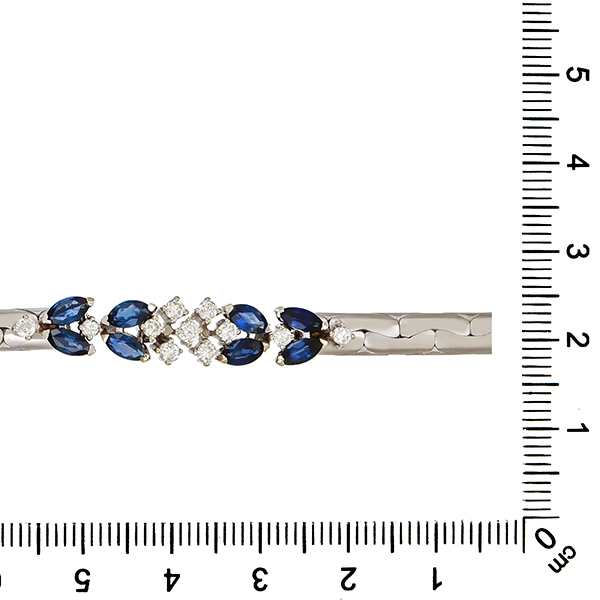Armband, 14K, Weißgold, Saphir, Brillant
