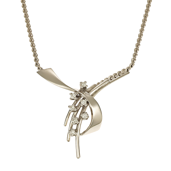 Kette, 14K, Weißgold, Brillanten