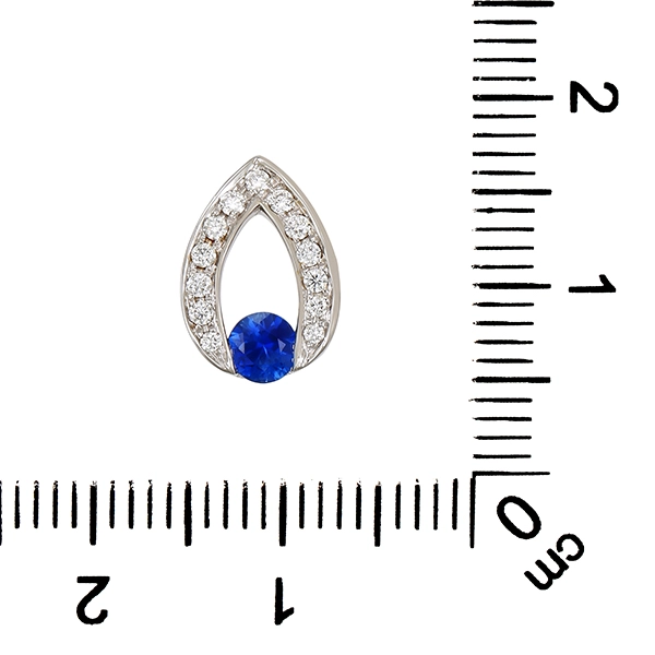 Anhänger, 18K, Weißgold, Saphir, Brillanten