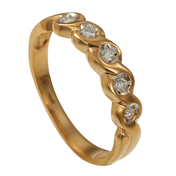Diamantring, 14K, Gelbgold, Brillanten