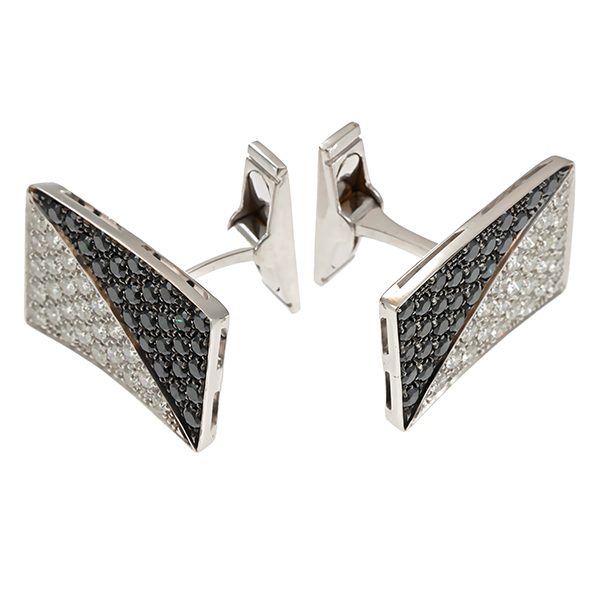Manschettenknöpfe, 18K, Weißgold, Diamanten, Brillanten