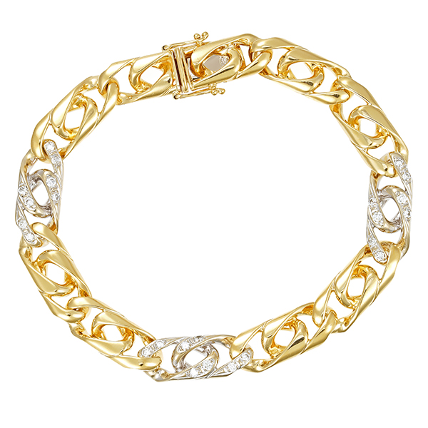 Armband, 14K, Gelb-/Weißgold, Brillant , Handarbeit