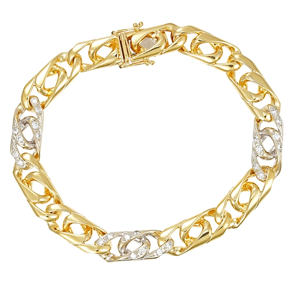 Armband, 14K, Gelb-/Weißgold, Brillant , Handarbeit