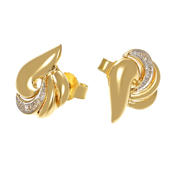 Ohrstecker, 14K, Gelb-/Weißgold, Diamanten