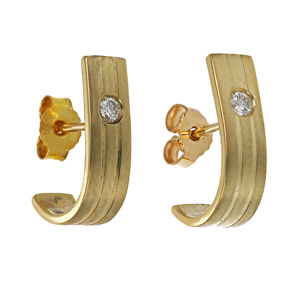 Steckcreolen, 14K, Gelbgold, Brillanten