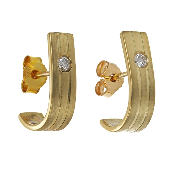Steckcreolen, 14K, Gelbgold, Brillanten