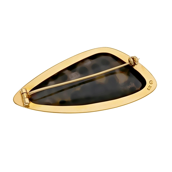 Brosche, 18K, Gelbgold, Jaspis