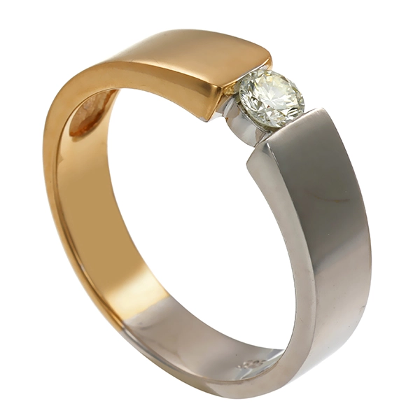 Diamantring, 14K, Gelb-/Weißgold, Brillant 0,25 ct