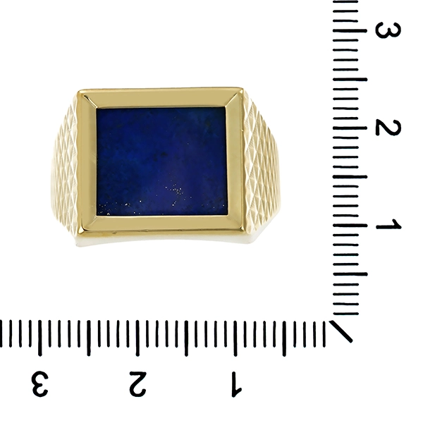 Herrenring, 14K, Gelbgold, Lapis