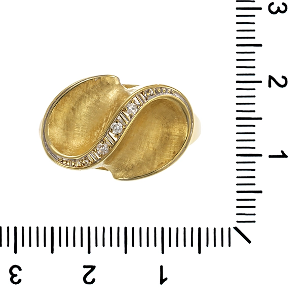 Ring, 14K, Gelbgold, Diamanten