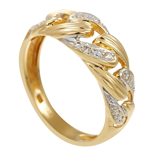 Diamantring, 14K, Gelb-/Weißgold, Diamanten