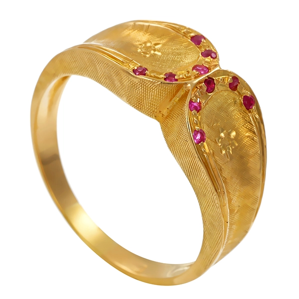Ring, 18K, Gelbgold, Rubine