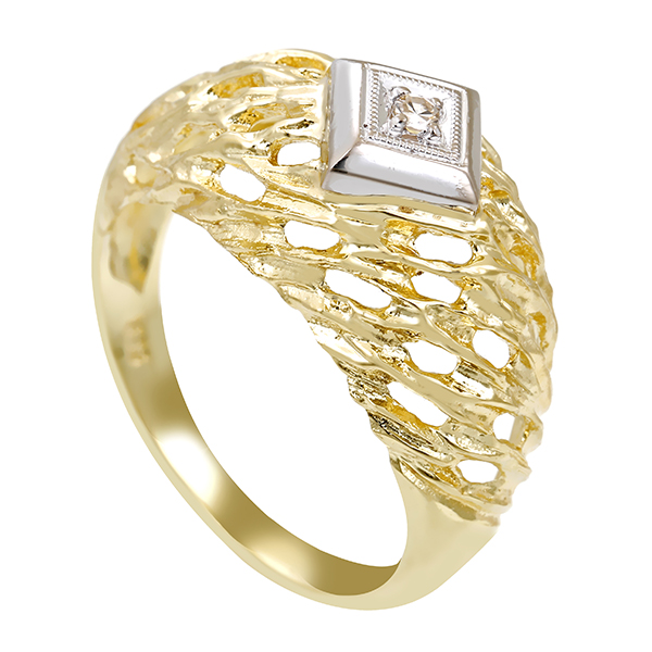 Diamantring, 14K, Gelb-/Weißgold, Diamant