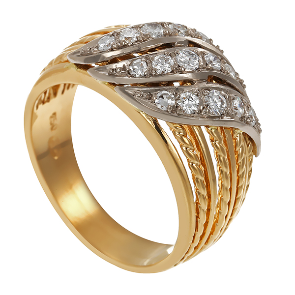 Ring, 18K, Gelb-/Weißgold, Brillanten, Diamanten