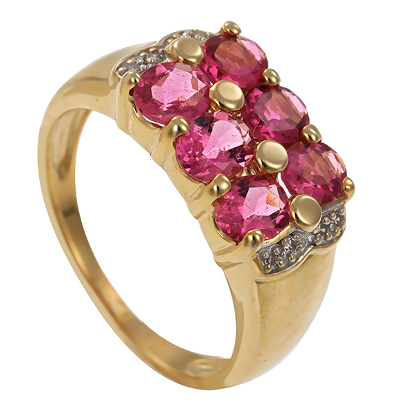 Ring, 9K, Gelb-/Weißgold, Turmaline, Diamanten