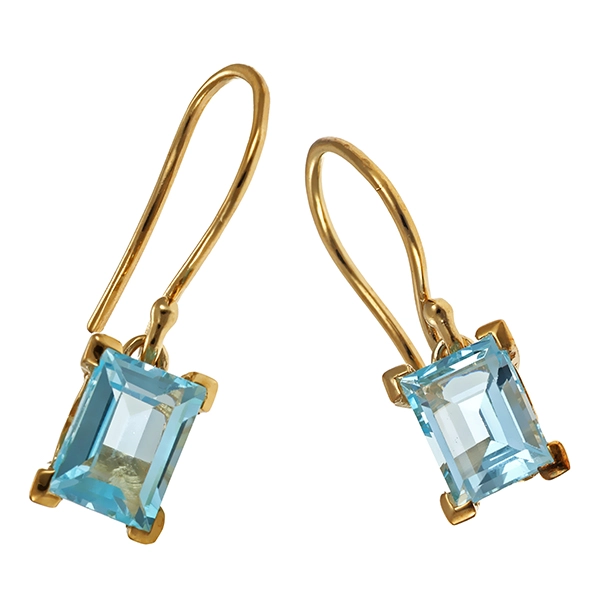 Ohrhänger, 8K, Gelbgold, Topas blau
