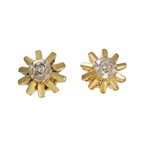 Ohrstecker, 14K, Gelb-/Weißgold, Diamanten