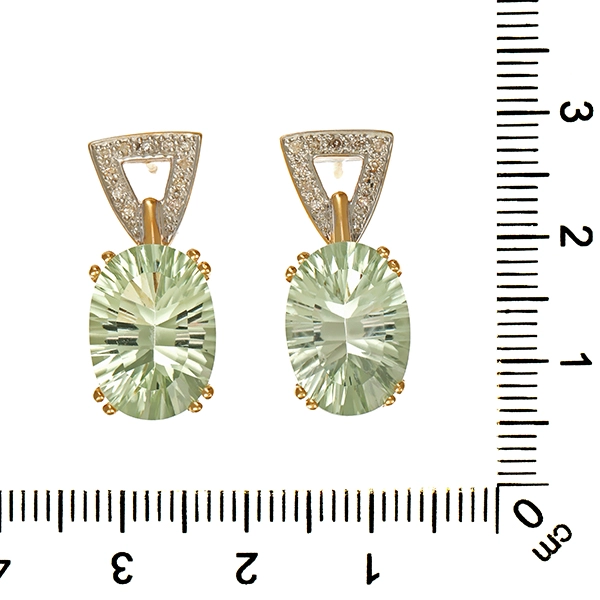 Steckhänger, 14K, Gelb-/Weißgold, Prasiolithe, Diamanten