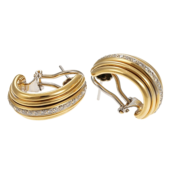 Ohrringe, 18K, Gelb-/Weißgold, Brillant