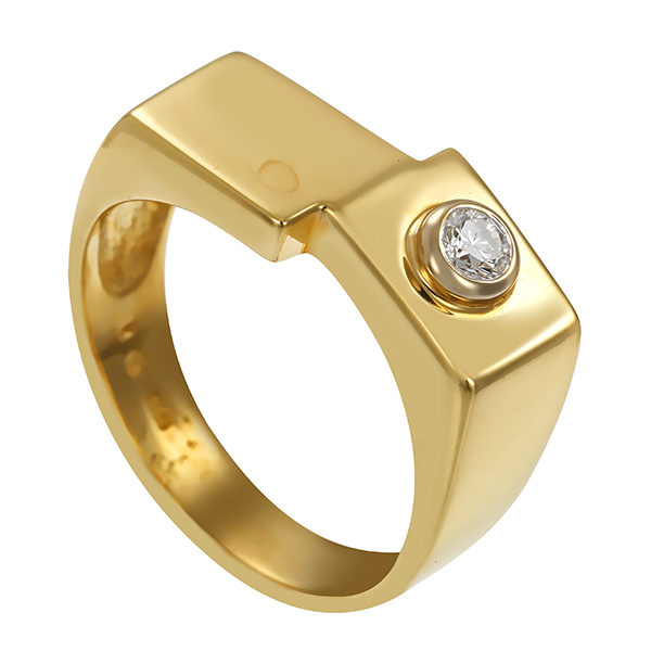 Herrenring, 14K, Gelbgold, Brillant
