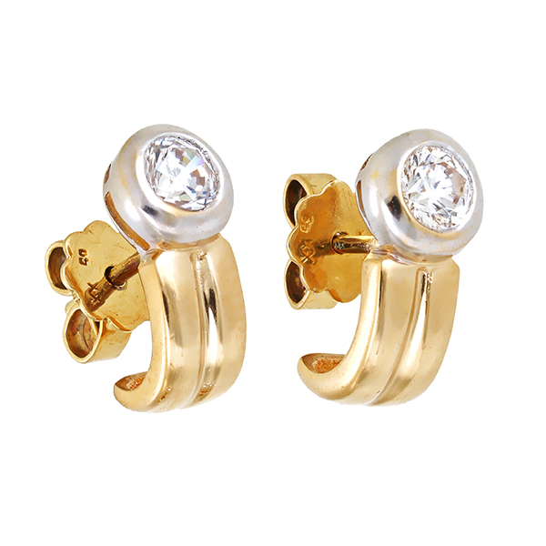 Ohrstecker, 14K, Gelb-/Weißgold, Zirkonia