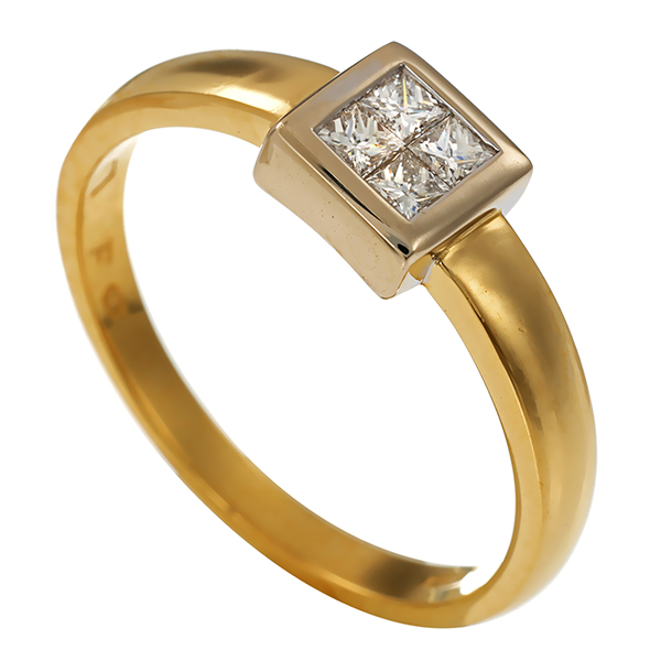 Ring, 18K, Gelbgold, Diamanten