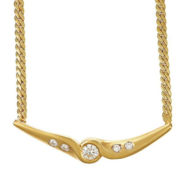 Collier, 14K, Gelbgold, Brillanten