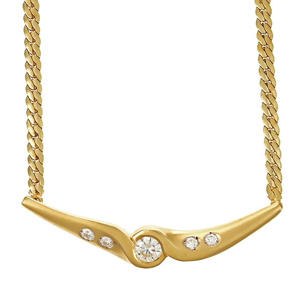 Collier, 14K, Gelbgold, Brillanten