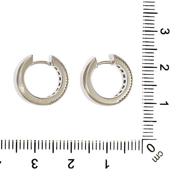 Creolen, 18K, Weißgold, Saphir, Diamant