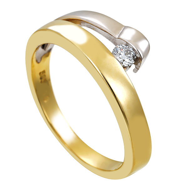Diamantring, 14K, Gelb-/Weißgold, Brillant