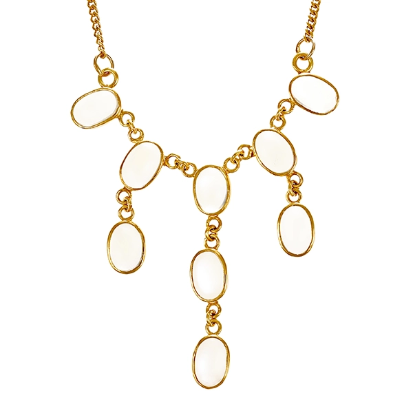 Collier, 18K, Gelbgold, Mondstein