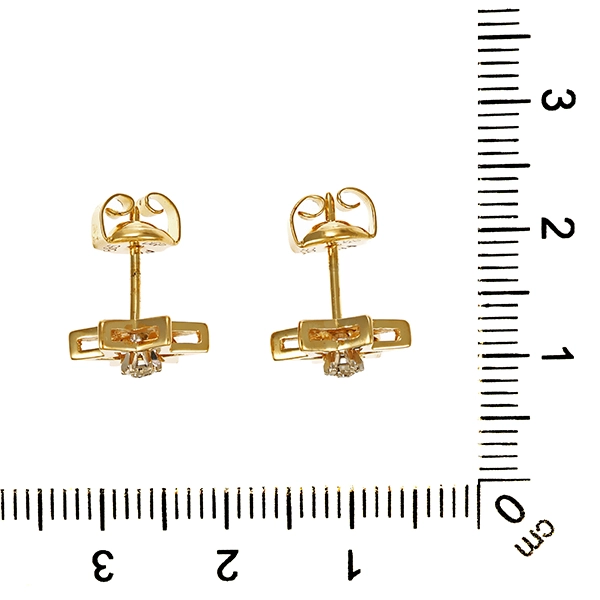 Ohrstecker, 14K, Gelb-/Weißgold, Zirkonia, Sterne