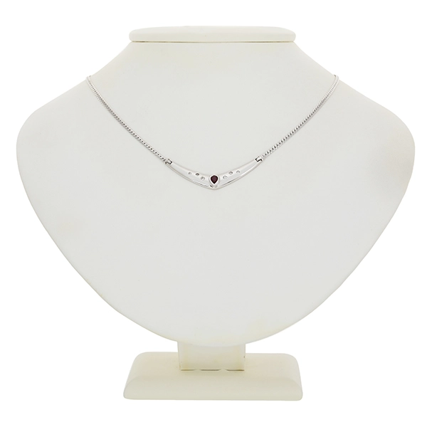 Collier, 14K, Weißgold, Rubin, Brillanten