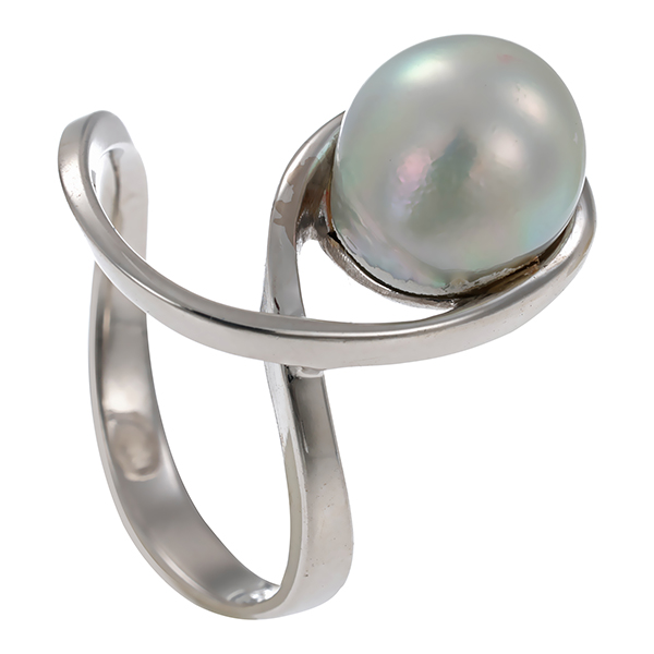 Ring, 18K, Weißgold, Zuchtperle